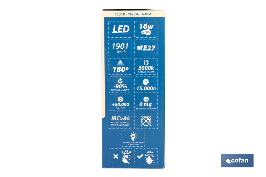 Bombillas LED classic E27 de luz cálida (3000 K) | Ahorro de energía y larga duración 15.000 h de vida | Ángulo de apertura de 180° - Cofan