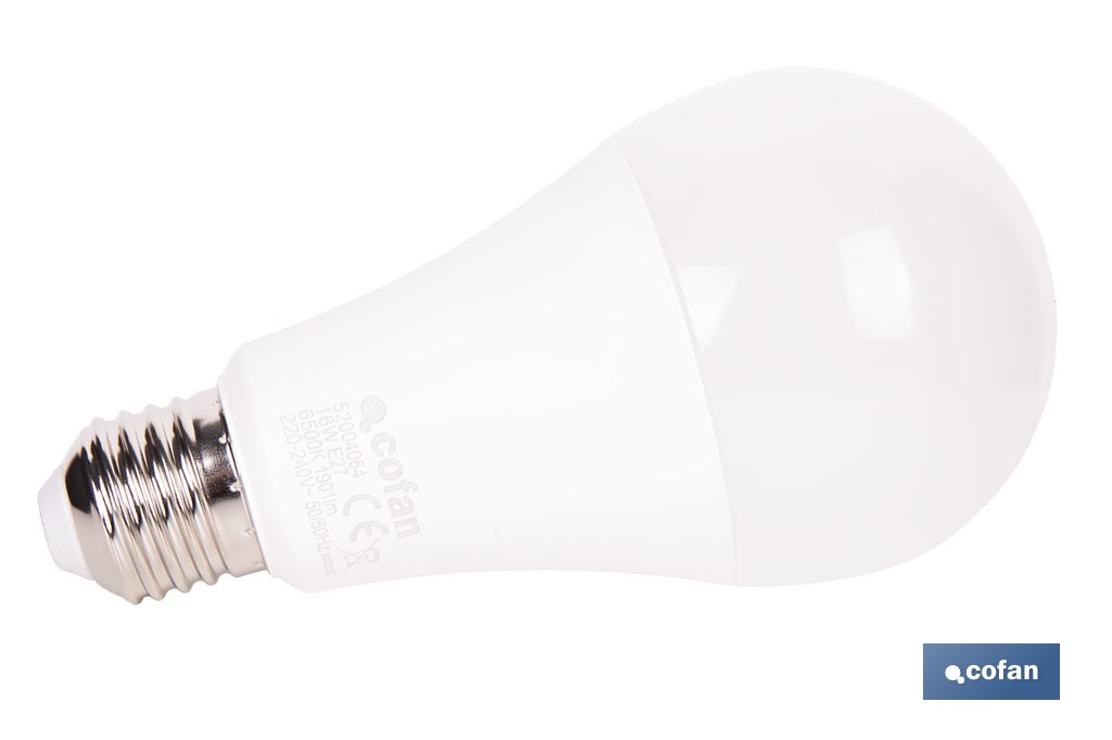 Bombillas LED classic E27 de luz fría (6500 K) | Ahorro de energía y larga duración 15.000 h de vida | Ángulo de apertura de 180° - Cofan