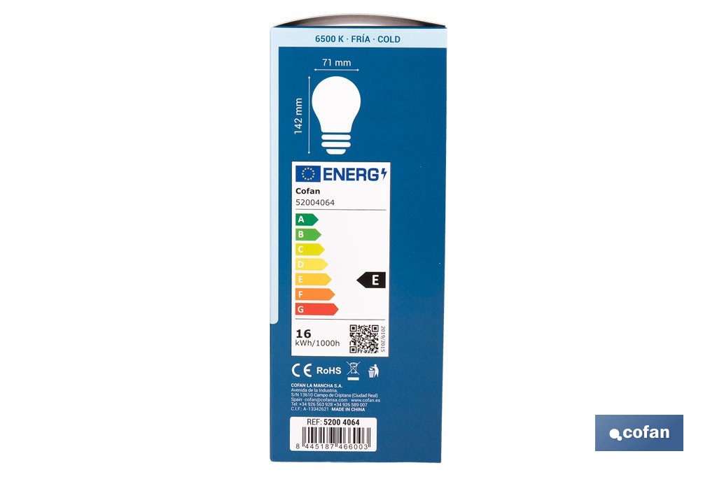 Bombillas LED classic E27 de luz fría (6500 K) | Ahorro de energía y larga duración 15.000 h de vida | Ángulo de apertura de 180° - Cofan