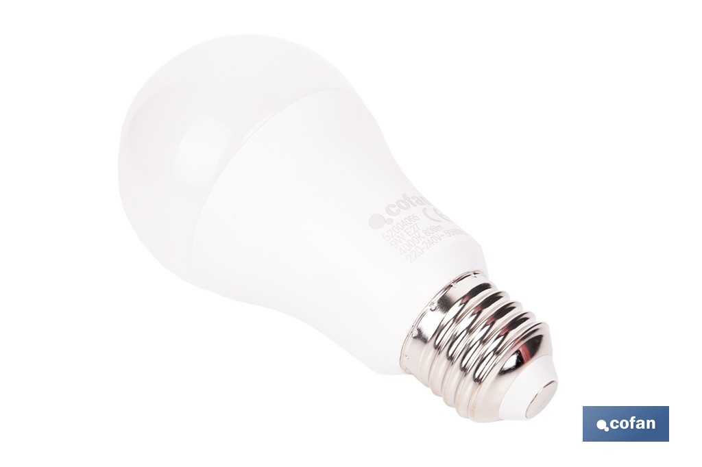 Bombilla LED Classic con sensor | Luz neutra (4000 K) con boquilla E27, 9 W y 806 lúmenes | Detector de movimiento y larga duración 15.000 h de vida - Cofan