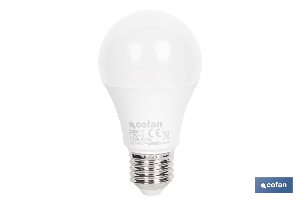 Pack de 3 bombillas LED classic E27 de luz neutra 4000K Potencia 9,5 W y 1055 lúmenes | Ahorro de energía y larga duración 15.000 h de vida - Cofan