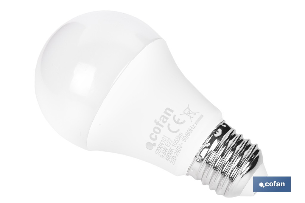 Pack de 3 bombillas LED classic E27 de luz neutra 4000K Potencia 9,5 W y 1055 lúmenes | Ahorro de energía y larga duración 15.000 h de vida - Cofan