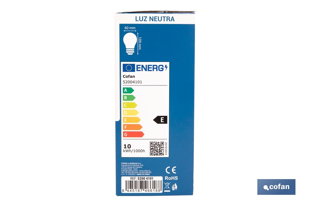 Pack de 3 bombillas LED classic E27 de luz neutra 4000K Potencia 9,5 W y 1055 lúmenes | Ahorro de energía y larga duración 15.000 h de vida - Cofan