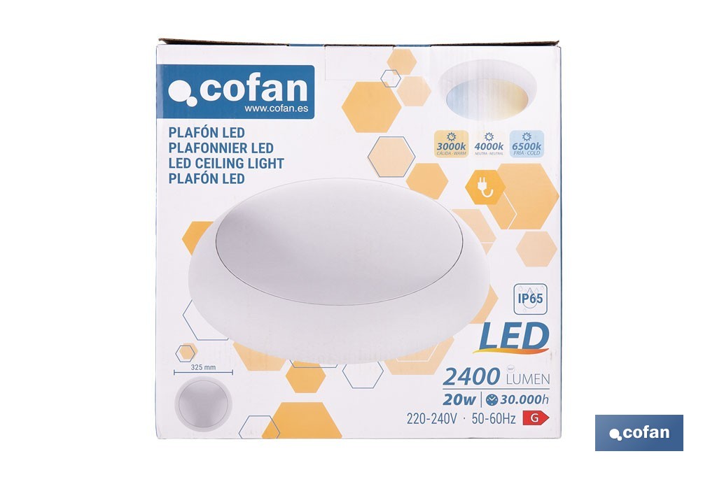 Plafón LED de 10 W y 2400 lúmenes, con 3 CCT ajustables, ahorro de energía y larga duración - Cofan