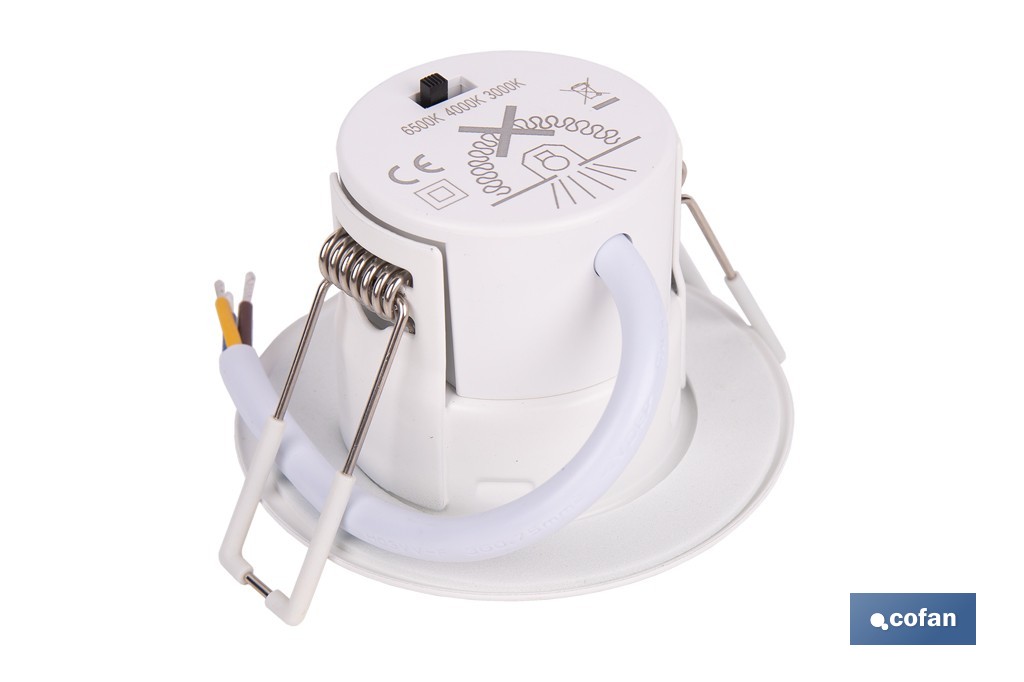 Downlight LED estanco 6 W 600 lúmenes | 3 CCT regulable, ahorro de energía y larga duración | IP65 resistente al agua y polvo - Cofan