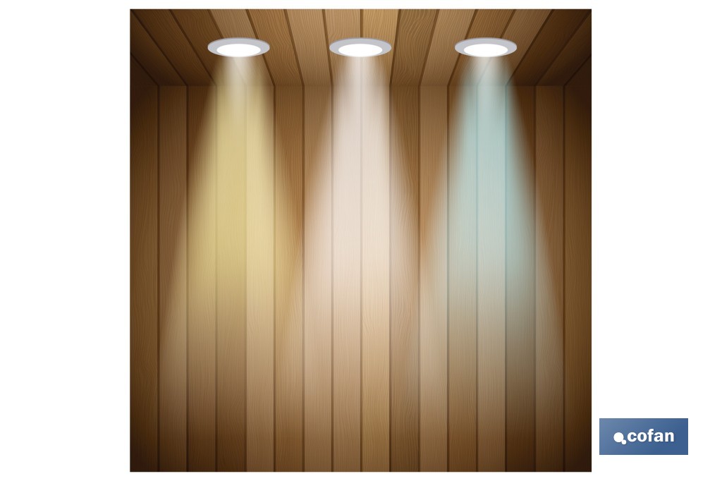 Downlight LED estanco 6 W 600 lúmenes | Con 3 CCT, ahorro de energía y larga duración | IP65 resistente al agua y polvo - Cofan