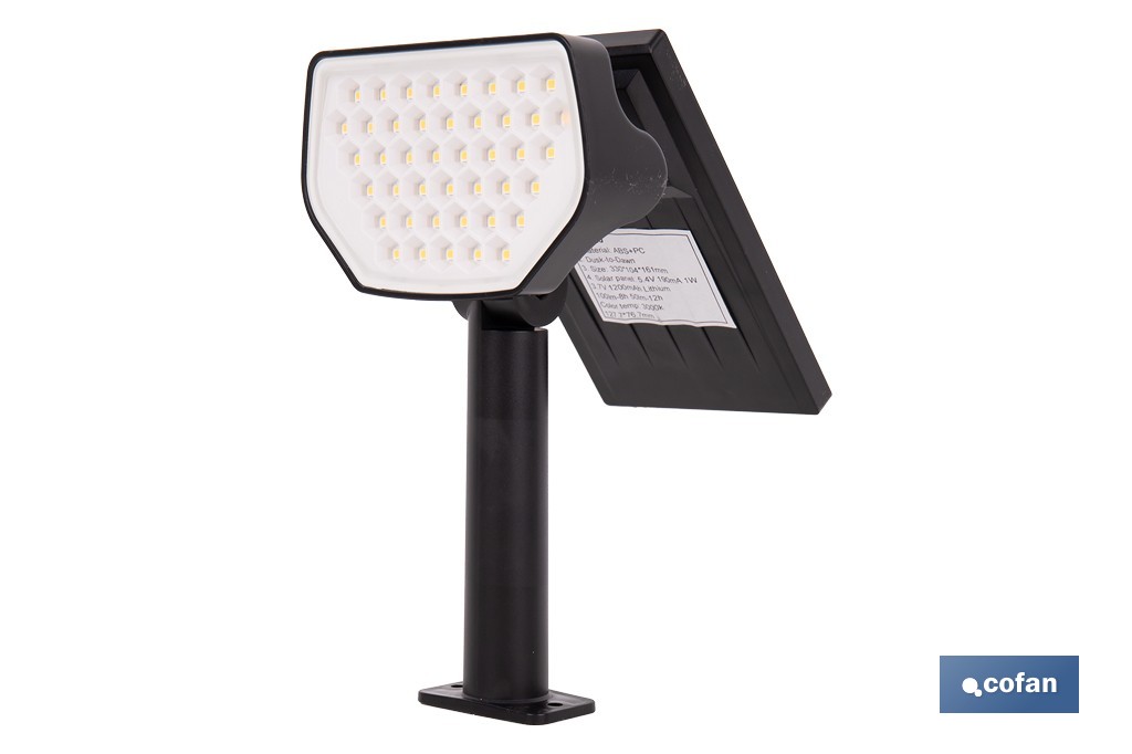 Pack de 4 apliques solares LED con sensor | Instalación en pared o suelo | Dos modos de iluminación | 3000 K, batería 3,7 V, 1500 mAh - Cofan