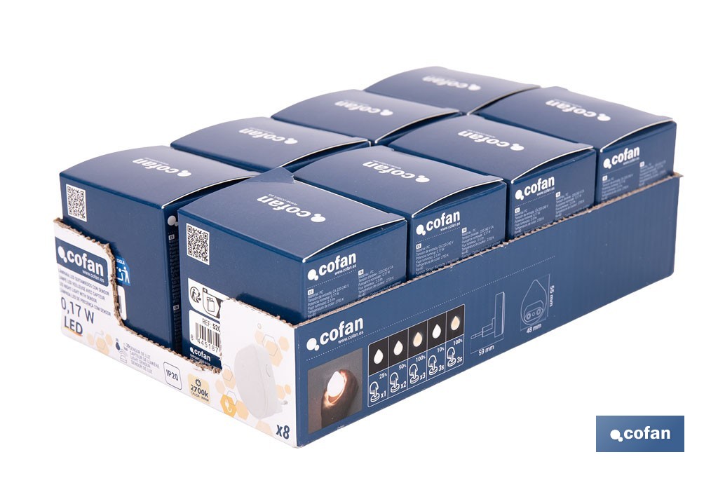 Lámpara LED quitamiedos con sensor de luz regulable. Luz nocturna infantil automática IP20 - Cofan