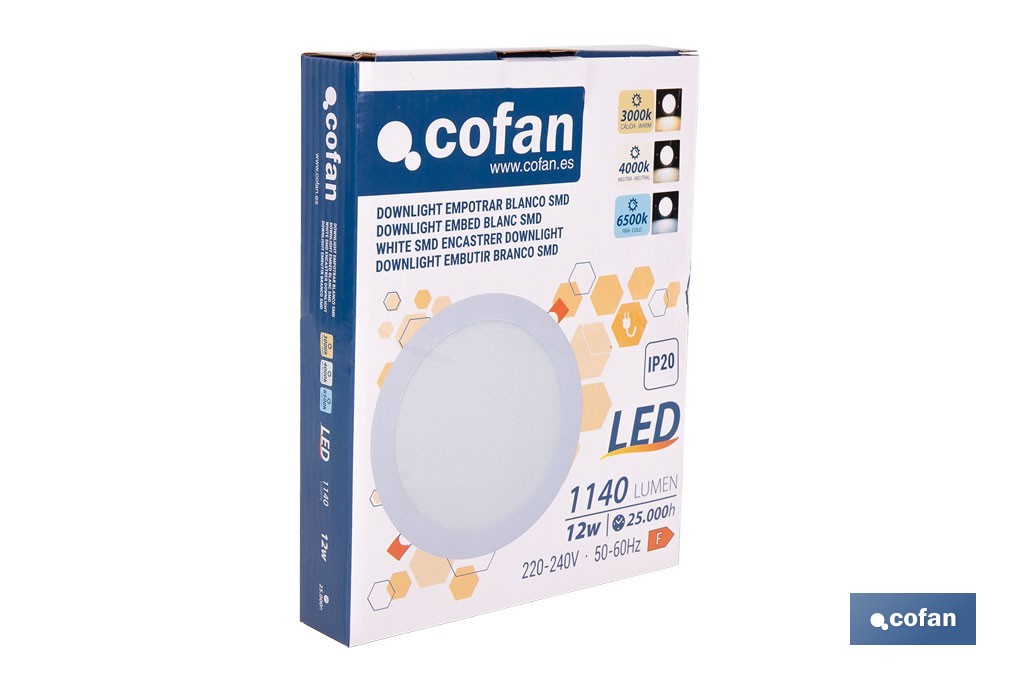 Downlights LED empotrables ultrafinos | Iluminación regulable Tecnología CCT | Disponibles en diferentes medidas y potencias - Cofan