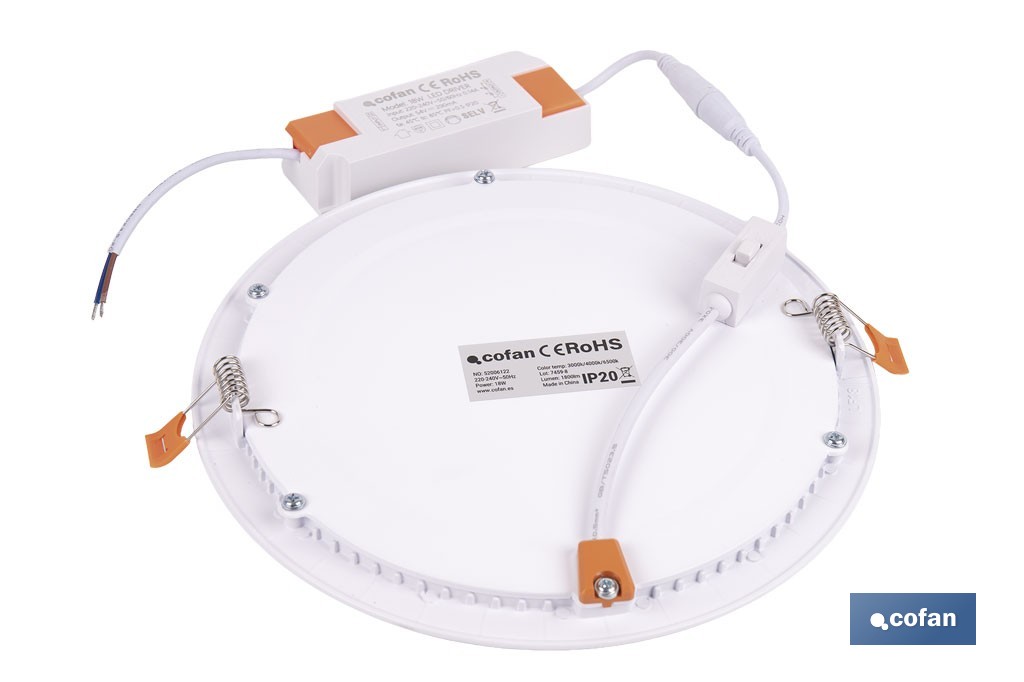 Downlights LED empotrables ultrafinos | Iluminación regulable Tecnología CCT | Disponibles en diferentes medidas y potencias - Cofan