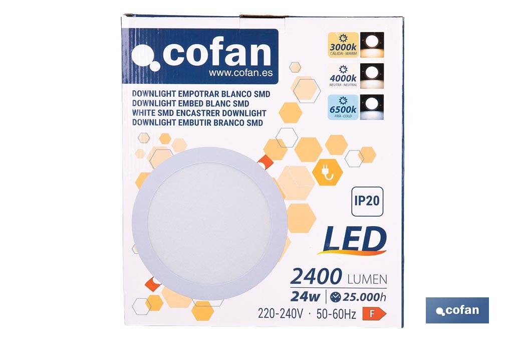 Downlights LED empotrables ultrafinos | Iluminación regulable Tecnología CCT | Disponibles en diferentes medidas y potencias - Cofan