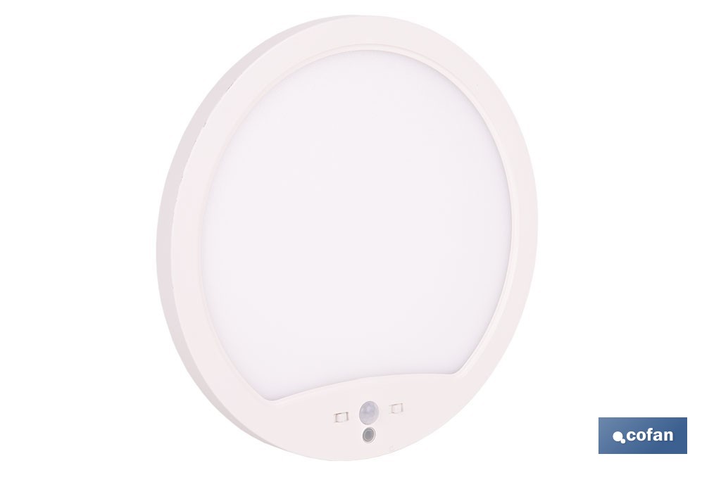 Downlight de superficie 18 W redondo | Sensor de presencia y crepuscular | Diámetro: 230 mm - Cofan