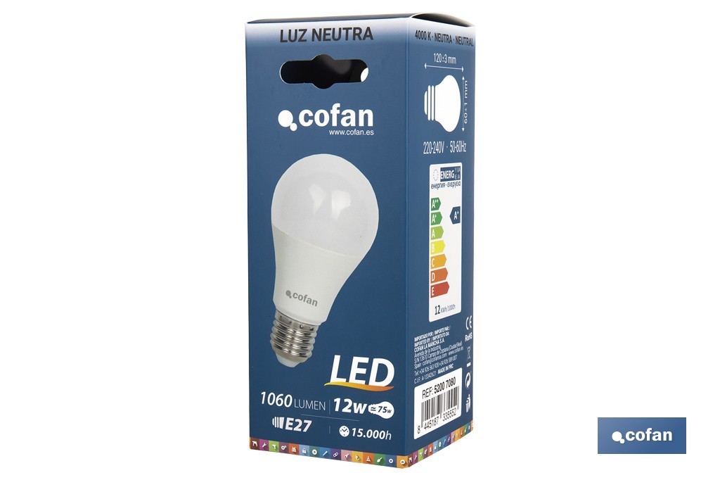 Bombilla led Classic esférica con 15.000 horas de consumo | Diferentes colores y lúmenes - Cofan