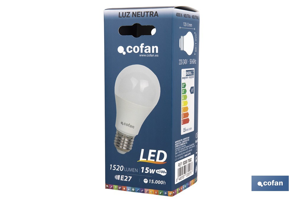 Bombilla led Classic esférica con 15.000 horas de consumo | Diferentes colores y lúmenes - Cofan