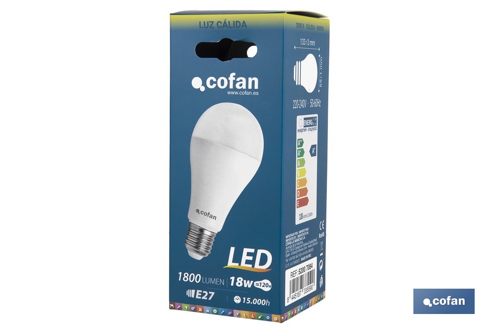 Bombilla led Classic esférica con 15.000 horas de consumo | Diferentes colores y lúmenes - Cofan