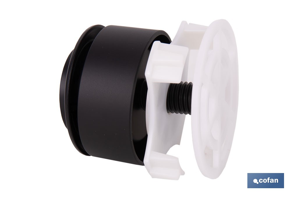 Pulsador de descarga simple para inodoro | Botón interrumpible con acabado negro y ahorro de agua | Compatible con descargador modelo Candaba - Cofan