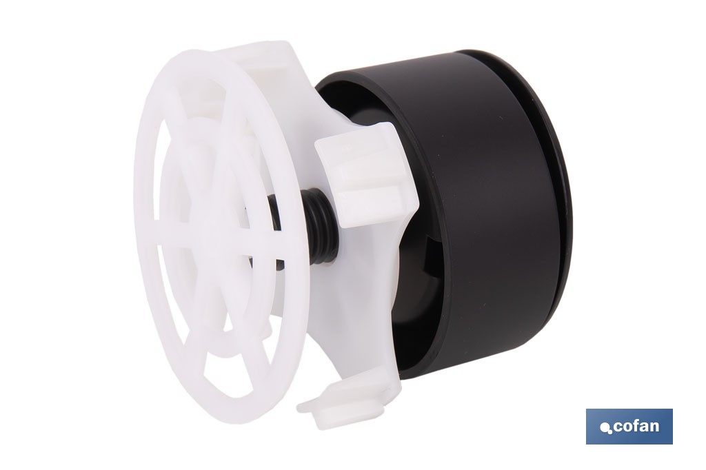 Pulsador de descarga simple para inodoro | Botón interrumpible con acabado negro y ahorro de agua | Compatible con descargador modelo Candaba - Cofan