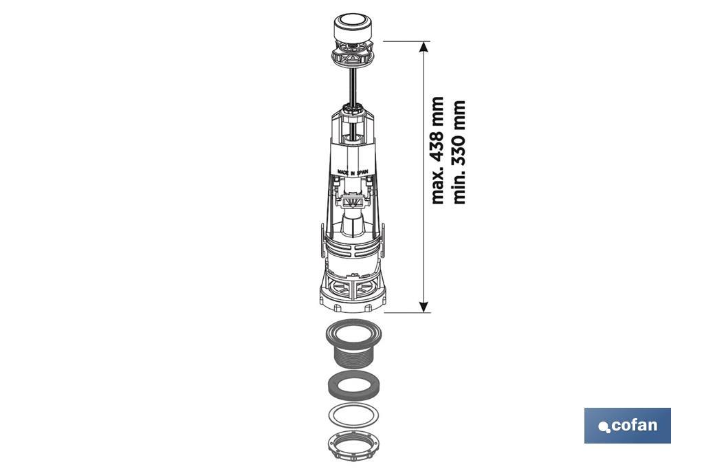  Toilet Flush Valve | Candaba Model | Interruptible Mechanism | Universal Flush Valve | High Quality Plastics - Cofan