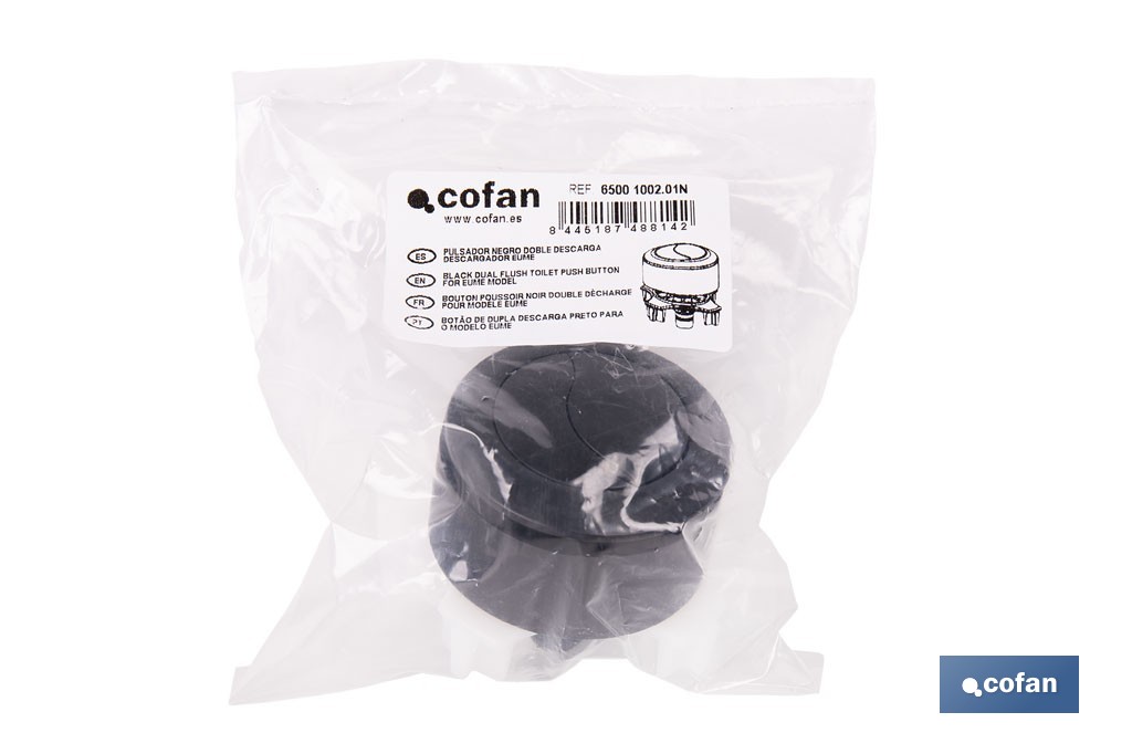 Pulsador de doble descarga para inodoro | Sistema Dual Flush y ahorro de agua | Compatible con descargador modelo Eume - Cofan