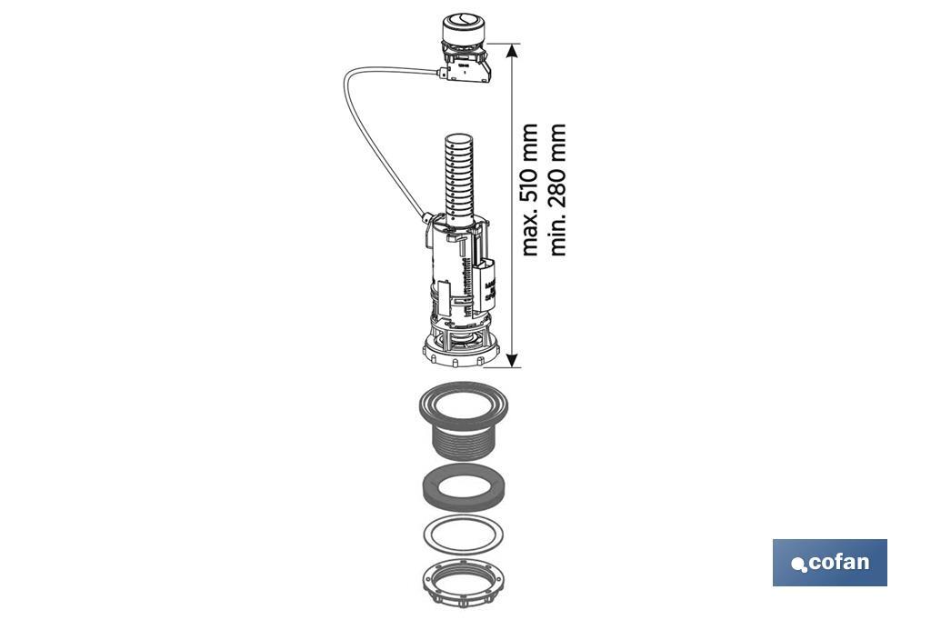 Toilet Flush Valve | Dual Push Button | Eume Model | Universal Flush Valve | High Quality Plastics - Cofan