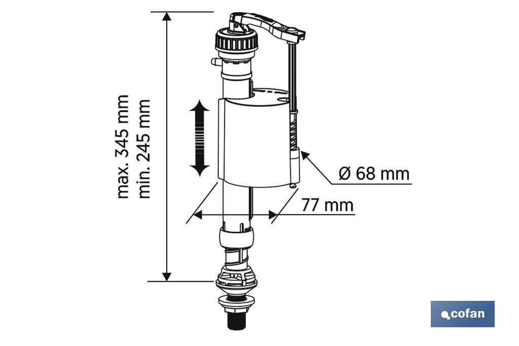 Toilet Fill Valve | Bottom Entry Fill Valve | Kenyir Model | Piston Closure | Manufactured with Plastic Materials - Cofan