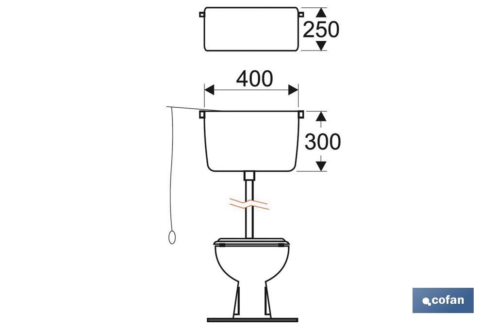 High Level Cistern | Complete Cistern | Zeya Model | Flush Valve Included | ABS - Cofan