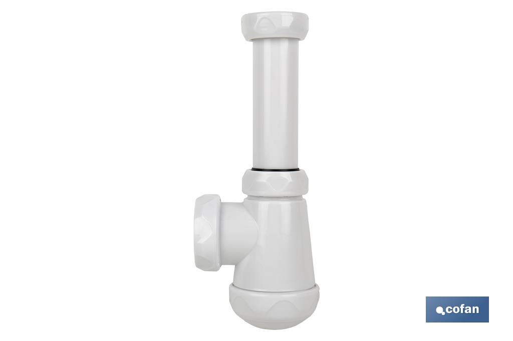 Siphon Bouteille Court | Extensible | Raccord de 1" 1/4 | Avec Sortie de 40 mm | Joint Conique réducteur de Ø32 mm - Cofan