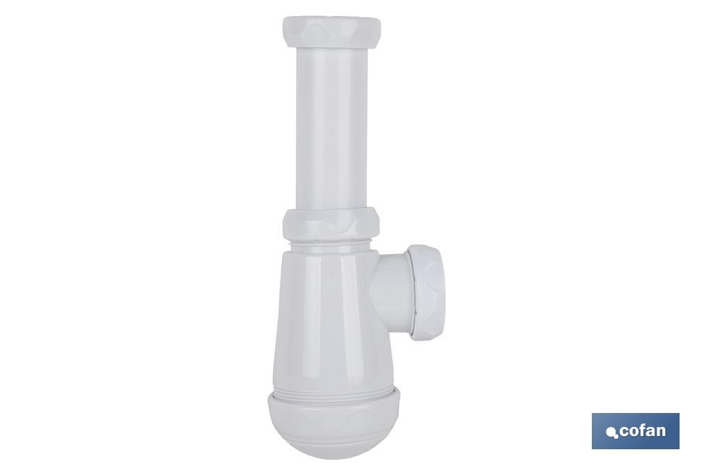 Bottle Trap | With Ø40mm Outlet | With 1" 1/2 x 70 Fitting | Basin and Bidet Valve | Polypropylene - Cofan