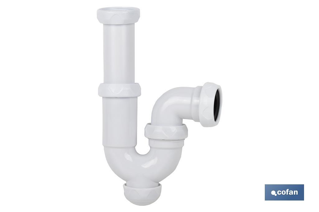 P-Trap | With Ø40mm Outlet | With 1" 1/2 x 70 Fitting | Basin and Bidet Valve | Polypropylene | Ø32mm Conical Reduction Gasket - Cofan