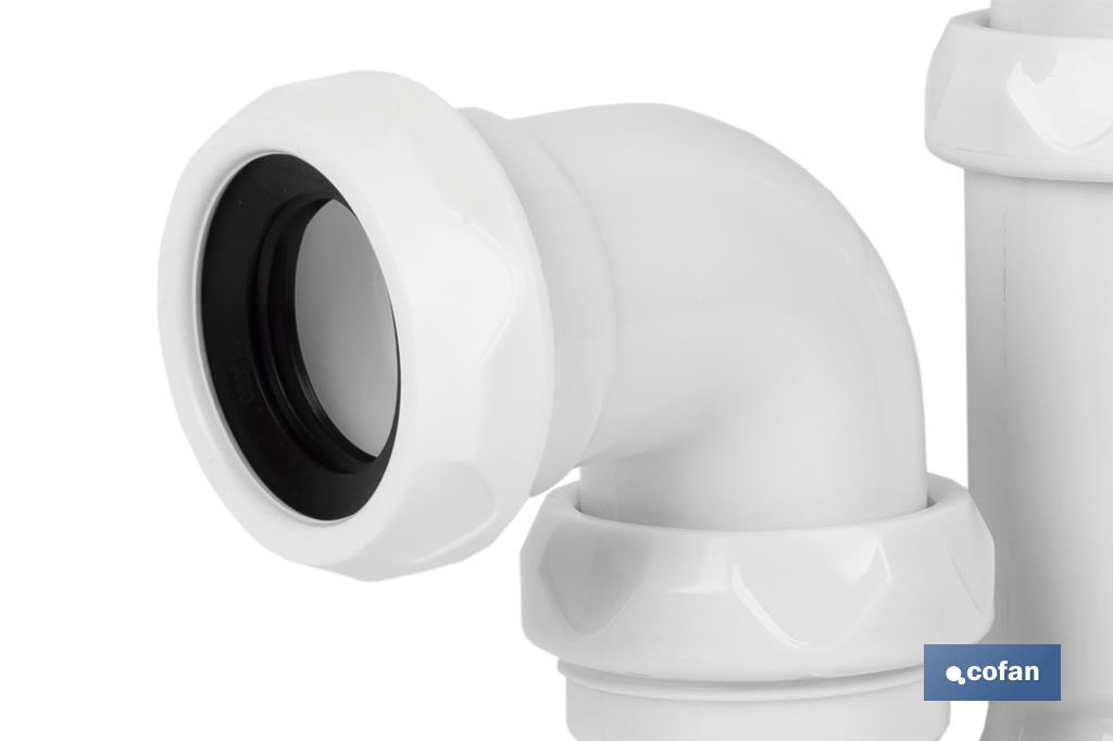 P-Trap | With Ø40mm Outlet | With 1" 1/2 x 70 Fitting | Basin and Bidet Valve | Polypropylene | Ø32mm Conical Reduction Gasket - Cofan