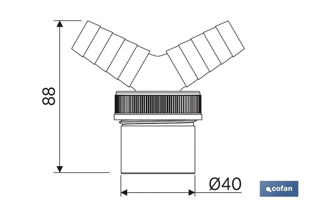 Raccord | Dimensions : Ø40 mm | Avec Prise pour Appareils Électroménagers | Fabriqué en PVC - Cofan