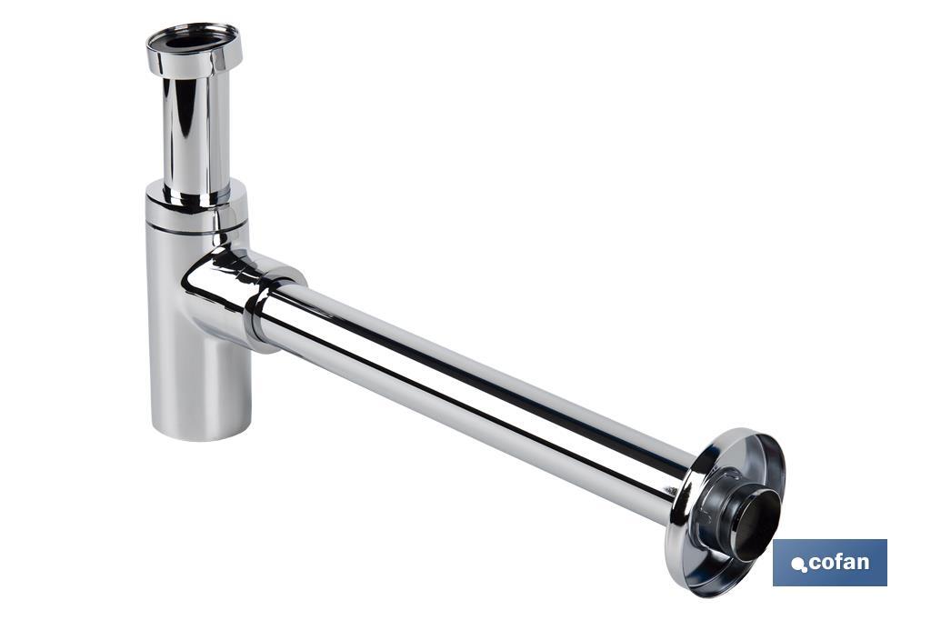 Bottle Trap | Extensible Siphon | Cylindrical Chrome siphon | Horizontal Outlet of 330mm in length and Ø32mm - Cofan