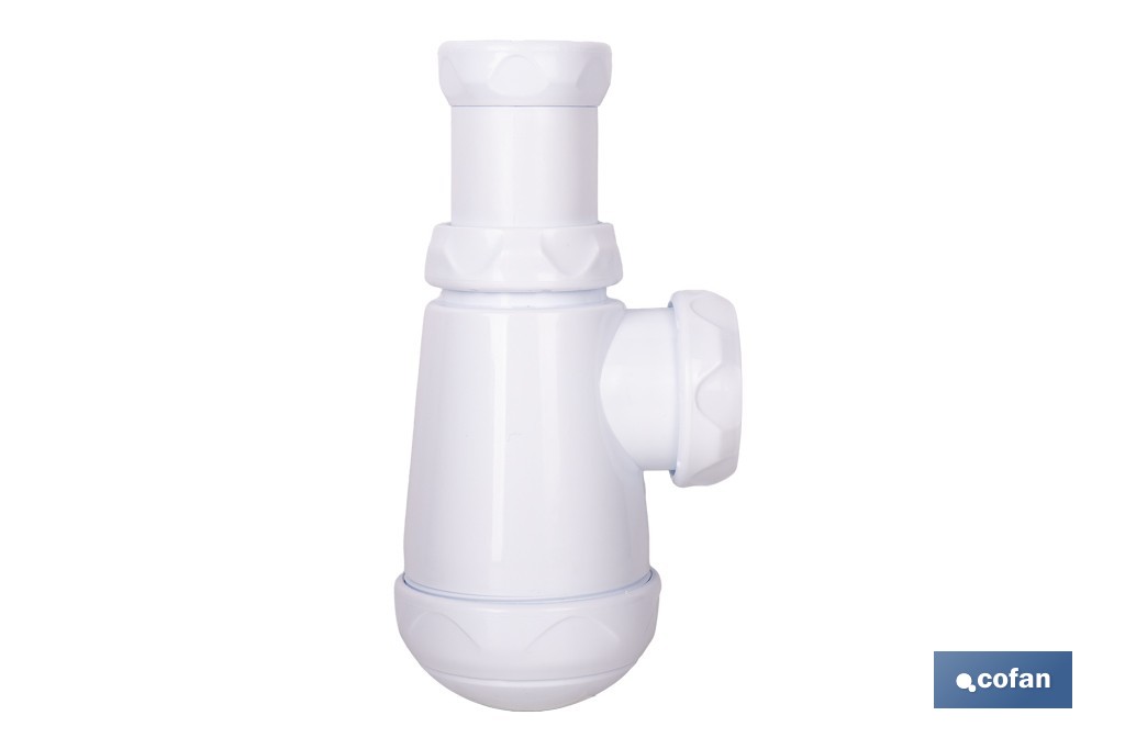 Sifón de botella corto extensible | Salida ajustable de Ø32-40 mm | Adecuado para lavabo | Disponible con diferentes tamaños de racor - Cofan