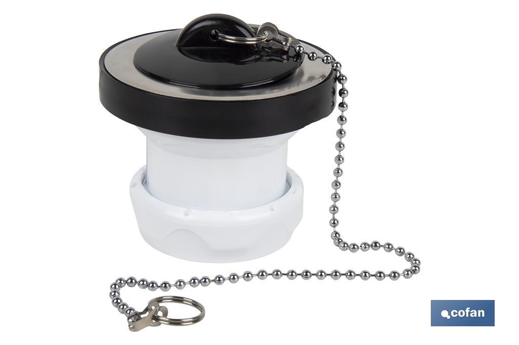 Valve for Basin and Bidet | Polypropylene | Size: 1" 1/4 or 1" 1/2 | Screw, Plug and Chain with Two Rings Included - Cofan
