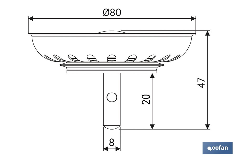 Rejilla Filtro Cesta Desagüe | Fabricada en Acero Inoxidable | Diámetro de 80 mm - Cofan