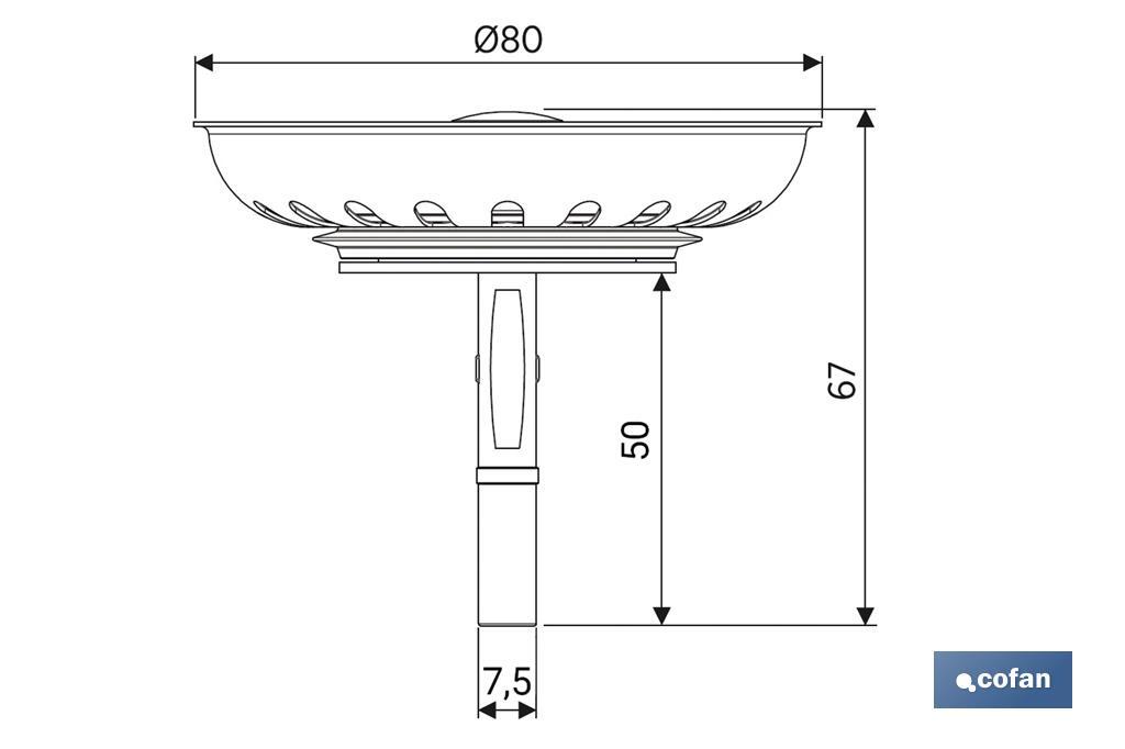 Panier Grille Filtre Évacuation | Fabriqué en Acier Inoxydable | Diamètre de 80 mm - Cofan