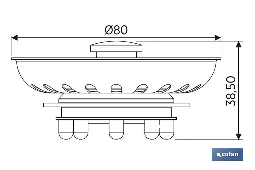 Panier Grille Filtre Évacuation | Fabriqué en Acier Inoxydable | Diamètre de 80 mm - Cofan