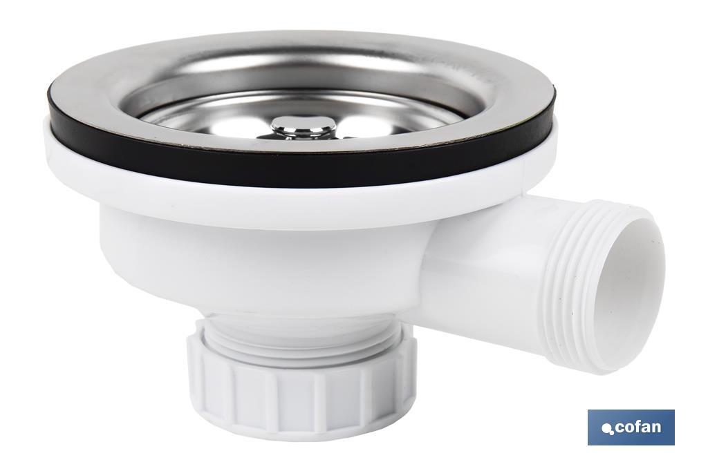 Sink Valve | Size: 1" 1/2 x 115 | Stainless Steel Strainer Plug and Screw | 2 Overflow Pipe Models | Polypropylene - Cofan