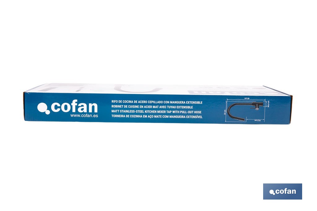 Grifo de cocina extensible con rociador de 2 funciones | Giratorio 360° | Cartucho cerámico de Ø35 mm y latiguillos de 50 cm | Disponible en diferentes acabados - Cofan