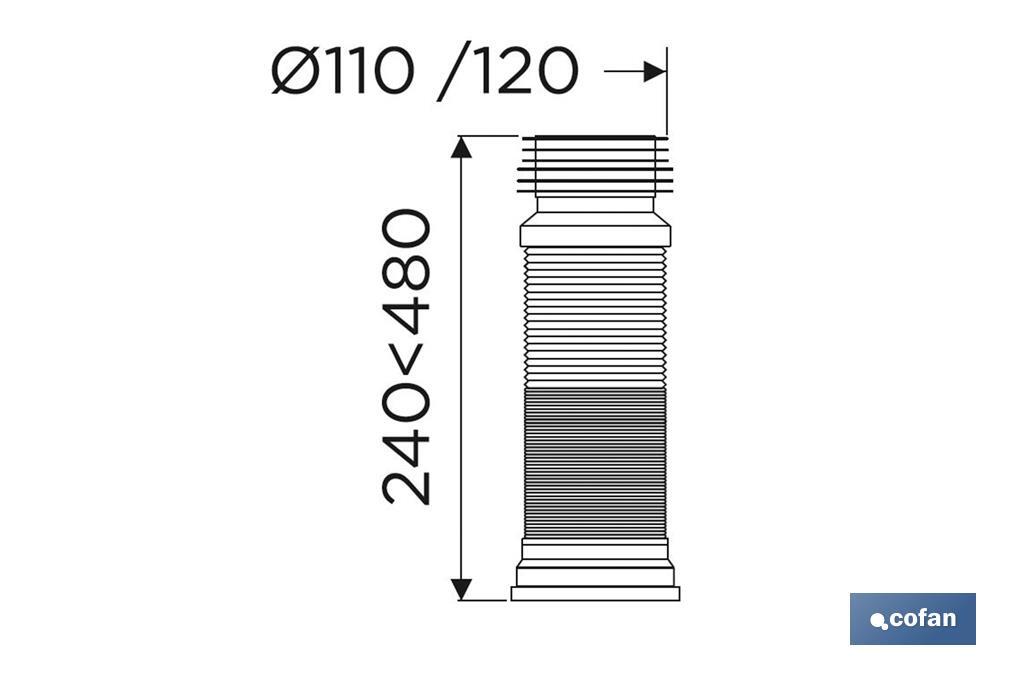 Toilet Pan Connector | Extensible Connector for Toilet | Polypropylene | Ø110 - Ø120mm Outlet - Cofan