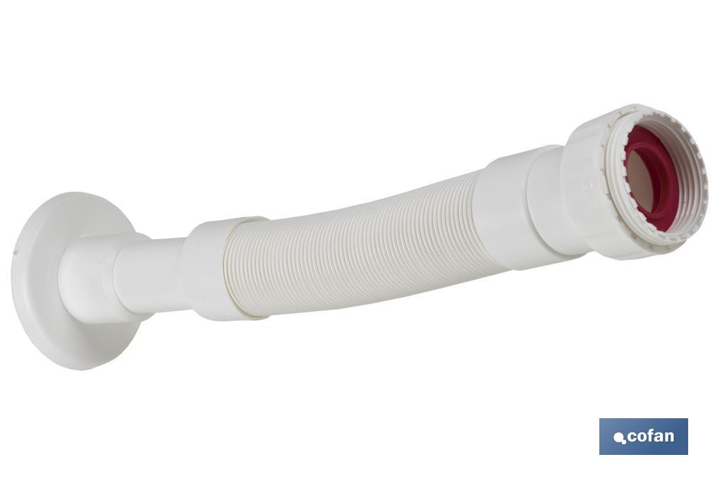 Tube Flexible 1" 1/2 avec réducteur 1" 1/4 | Couleur Blanche | Dimensions 330-690 mm | Pour valves de lavabo-bidet ou évier - Cofan
