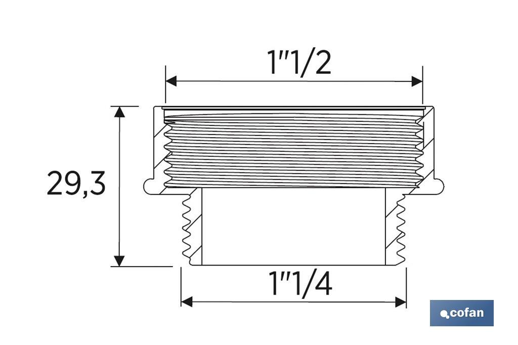 Adaptateur Convertisseur 1" 1/4 mâle - 1" 1/2 femelle | Pour appliquer au tube flexible | Accessoire de Plomberie - Cofan