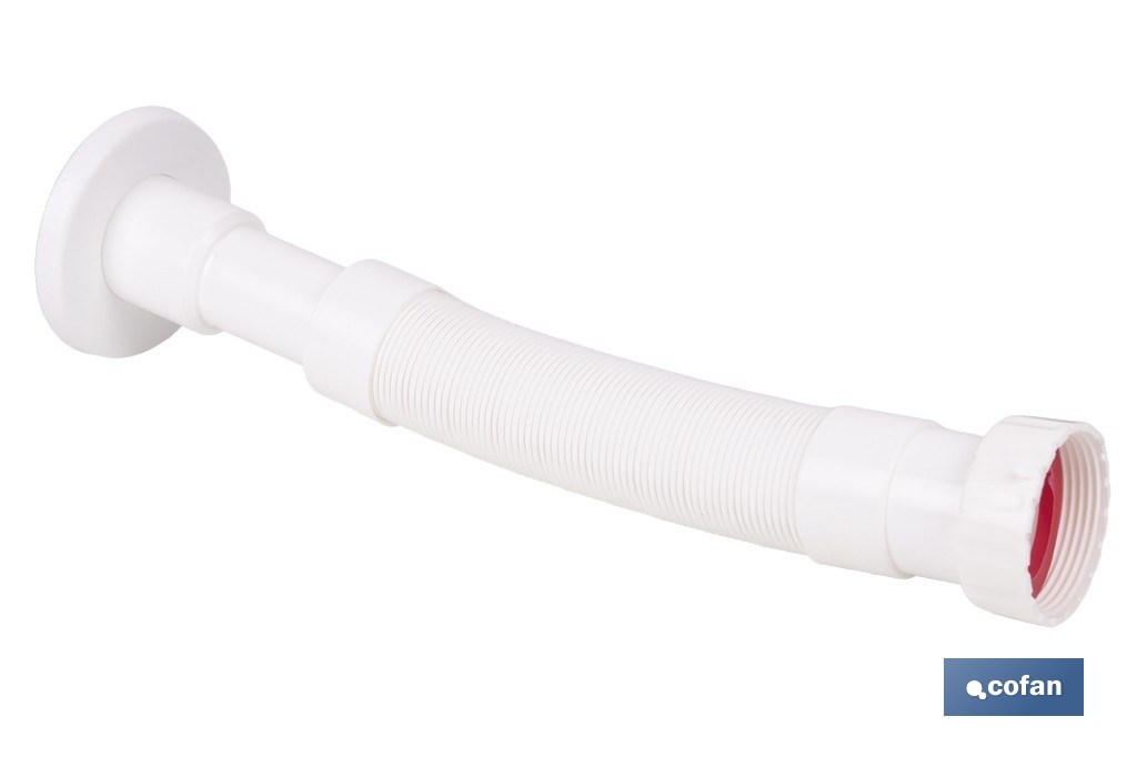Tubo flexible y extensible para desagüe | Adecuado para lavabo y fregadero | Incluye embellecedor y junta plana | Disponible en diferentes medidas - Cofan