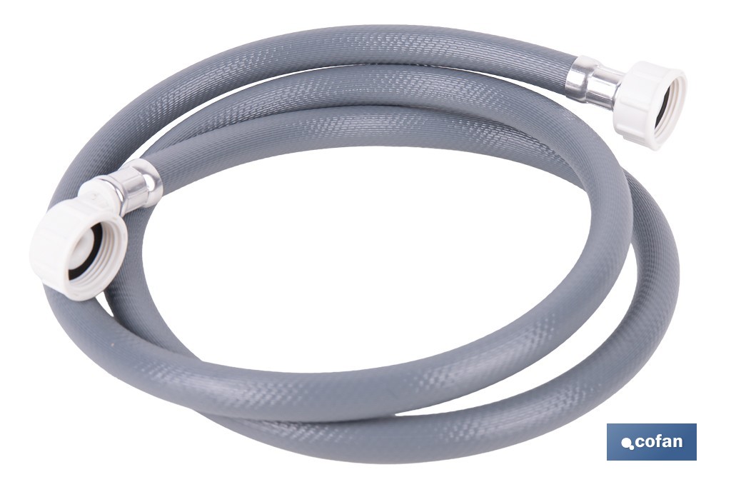 Manguera de entrada de agua con tuercas ABS para lavadora y lavavajillas con 1,5 m de longitud. Conexión 3/4" y hasta 12 bar - Cofan