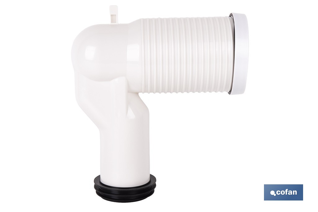 Manguito de conexión acodado 90° | Conexión recortable con goma labiada | Compatible con tuberías de evacuación de Ø90 y Ø110 mm - Cofan