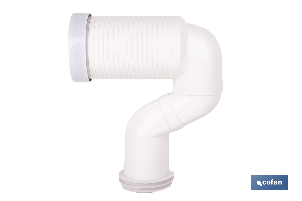 Manguito de conexión acodado excéntrico 45° | Conexión recortable con goma labiada | Compatible con tuberías de evacuación de Ø90 y Ø110 mm - Cofan