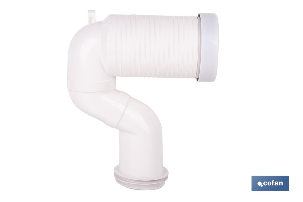 Manguito de conexión acodado excéntrico 45° | Conexión recortable con goma labiada | Compatible con tuberías de evacuación de Ø90 y Ø110 mm - Cofan
