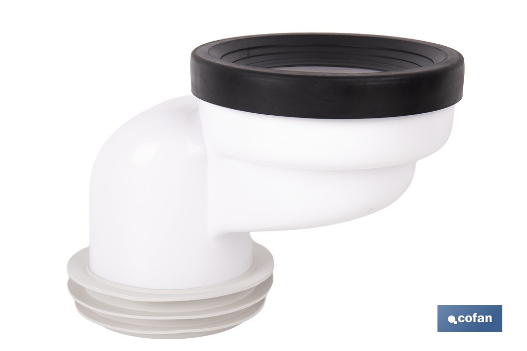 Manguito súper excéntrico para inodoro con junta de goma | Compatible con tuberías de Ø90 y Ø110 mm - Cofan