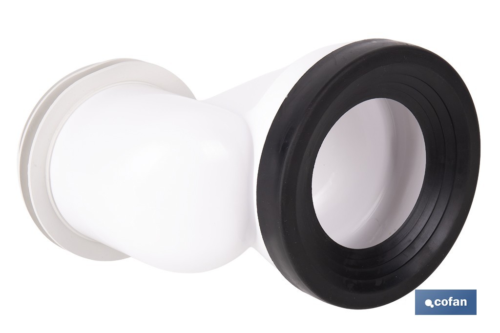 Manguito súper excéntrico para inodoro con junta de goma | Compatible con tuberías de Ø90 y Ø110 mm - Cofan