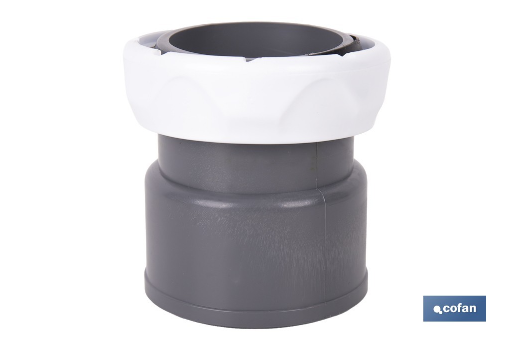 Enlace mixto 1 1/2" x 40 mm | Conector rosca a tubo liso con tuerca | Conector para sifón y tuberías de Ø40 mm - Cofan